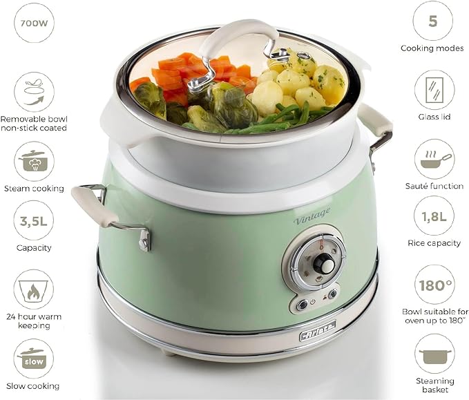ARIETE 2904 CR GREEN RICE COOKER & SLOW COOKER 
