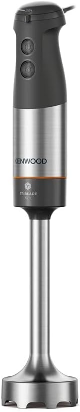 KENWOOD TRIBLADE XL HAND BLENDER, MIXER WITH ANTI-SPLASH, CHOPPER 500ML, METAL WHISK AND MASHER ATTACHMENT AND BPA-FREE PLASTIC BEAKER, HBM60.307GY