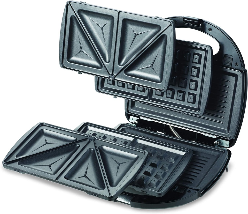 KENWOOD SANDWICH MAKER SMM01 3 IN 1 SANDWICH, GRILL/GRIDDLE, WAFFLE, DUAL PLATE PRESS FOR TOASTIES, EASY TO USE & CLEAN, NON-STICK PLATES, COMPACT SIZE BREAD TOASTER