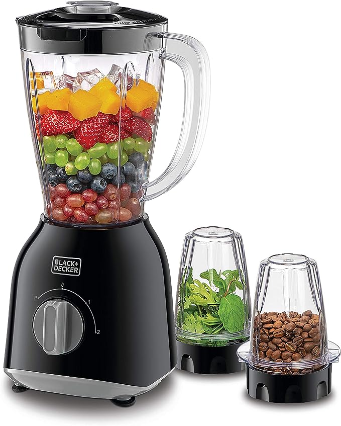 BLACK & DECKER BLENDER BX365J-B5 400W, 1.5L BLENDER WITH GRINDER MILL + EXTRA JAR