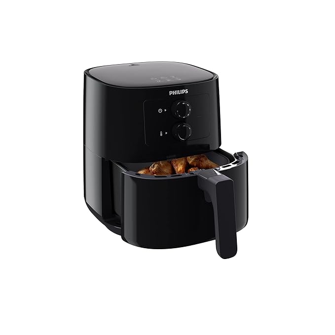 PHILIPS Air Fryer HD9200/90, 1400W, 4.1 Liter, with Rapid Air Technology (Black), Large