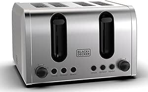 BLACK+DECKER ET444-B5 4 Slice Parallel Slot Toaster - Stainless Steel