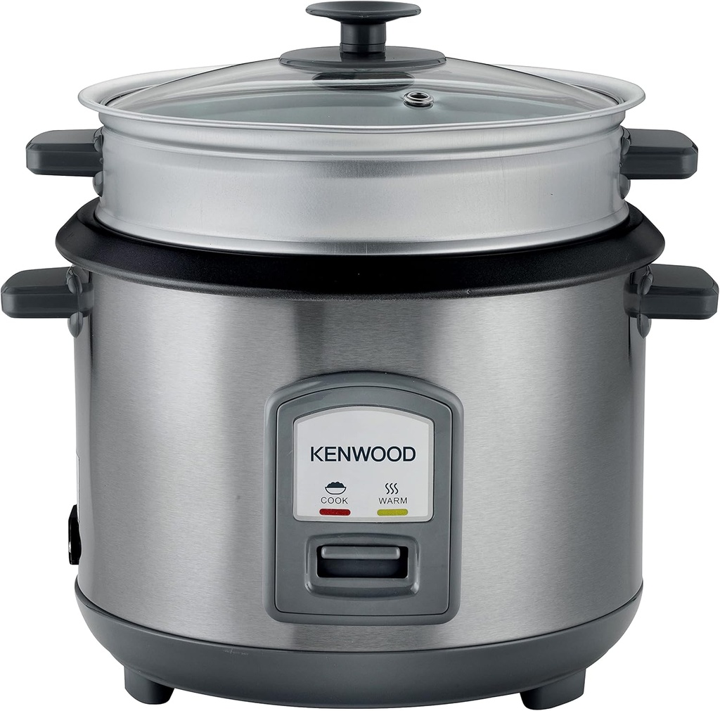 KENWOOD Rice Cooker RCM71.000SS, 2-in-1, 2.8L, Food Steamer, Non-Stick Cooking Pot, Silver