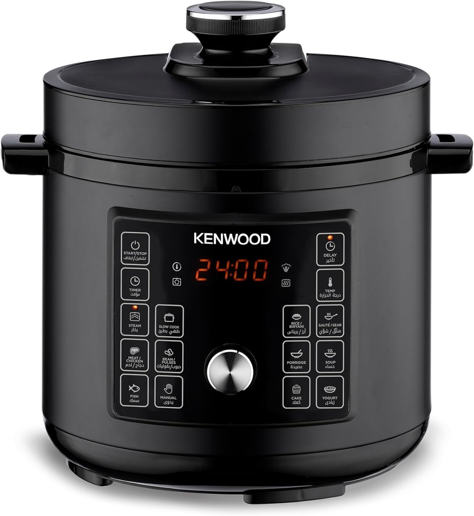 KENWOOD Electric Pressure Cooker PCM95.000BK, 8L Smart Steam Pot 16-in-1 Multifunctional Programmable Multicooker, Black