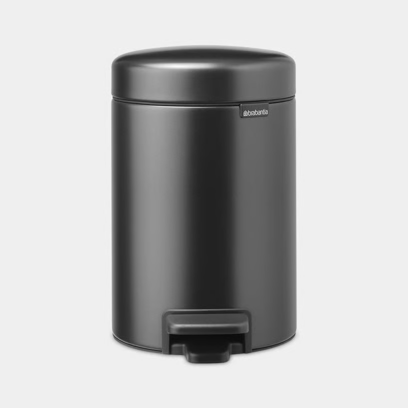 Brabantia NewIcon Pedal Bin, 3 litre, Plastic Bucket, Confident Grey