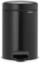 Brabantia NewIcon Pedal Bin, 3 litre, Plastic Bucket, Matt Black