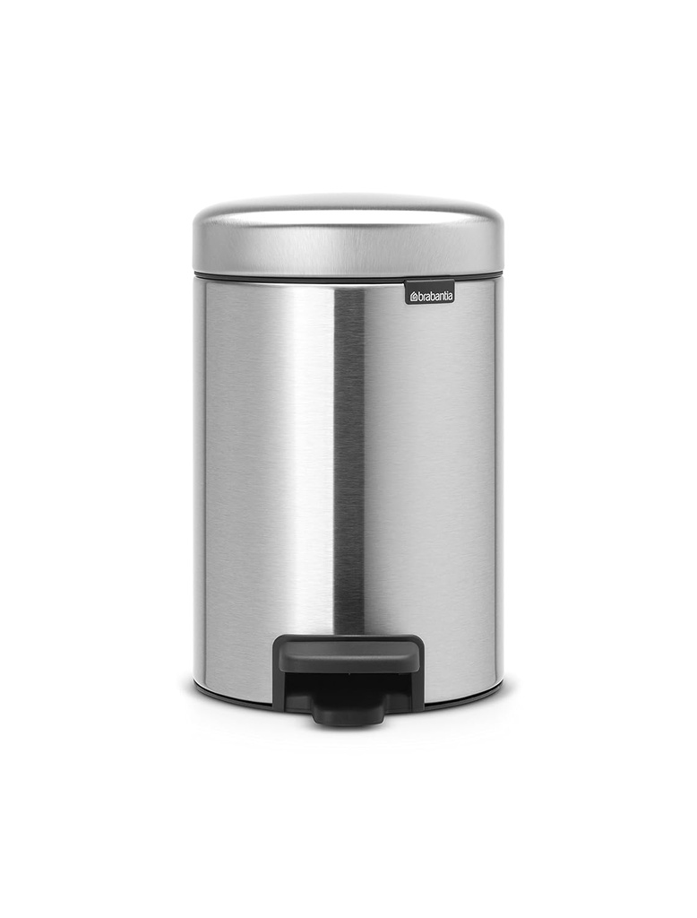 [113222] Brabantia NewIcon Pedal Bin, 3 litre, Plastic Bucket, Matt Steel  