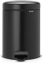 Brabantia NewIcon Pedal Bin, 5 litre, Plastic Bucket, Matt Black