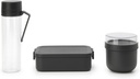 Brabantia Make & Take Breakfast and Lunch Set, 3 pieces, Dark Grey (Water Bottle, Breakfast Bowl, Lunch Box Medium)