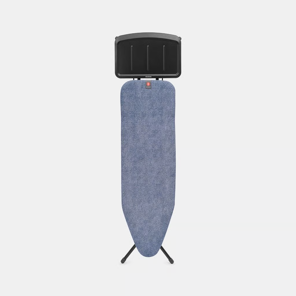 [134364] Brabantia Ironing Tables B, 124x38 cm, Solid Steam Unit Holder, 25mm Frame- Black Frame Denim Blue