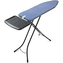 Brabantia Ironing Tables B, 124x45 cm, Solid Steam Unit Holder, 25mm Frame- Black Frame Denim Blue