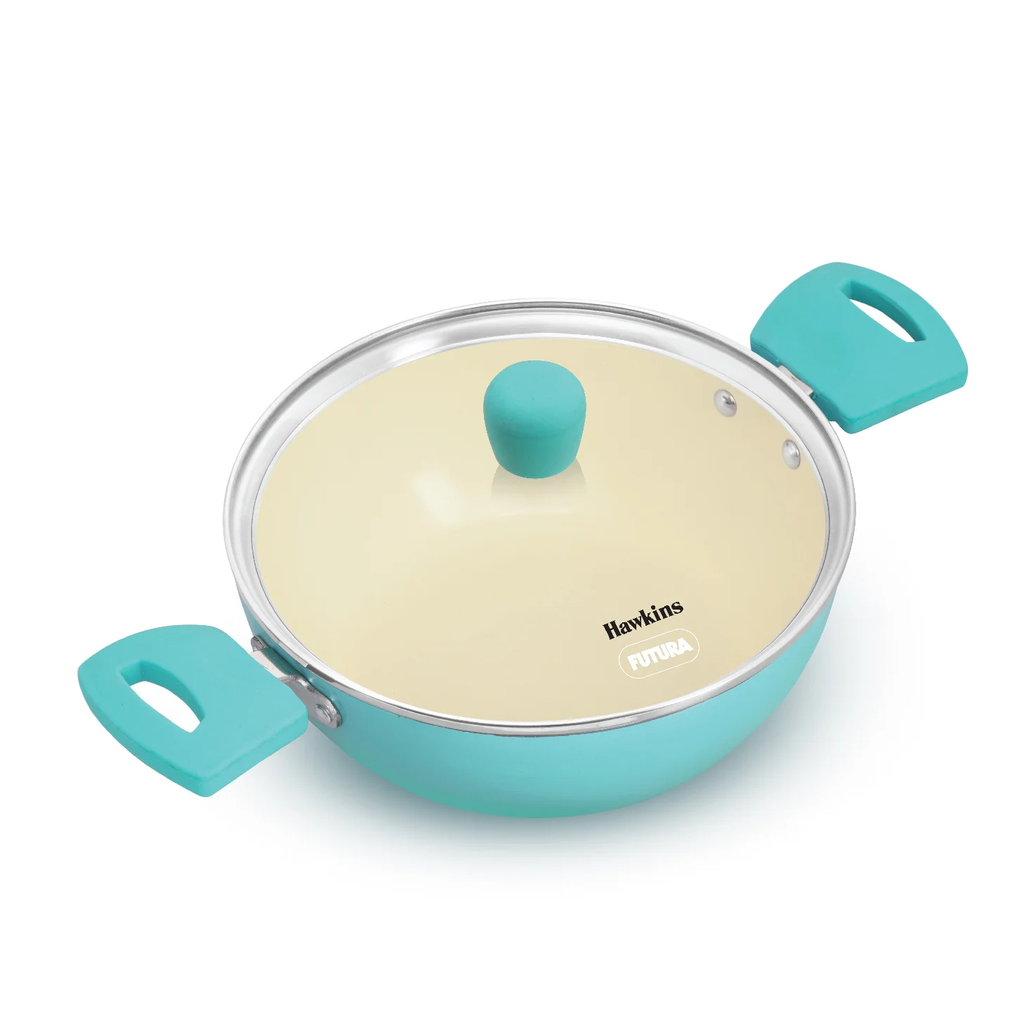 Hawkins Casserole IUC20G Aqua Die Cast Cook n Serve 2 Litre with Glass Lid