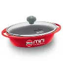 Hawkins Die Cast Oval Mini Casserole DCR75G Red 0.75 Litre with Glass Lid