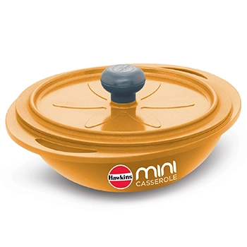 Hawkins Die Cast Round Mini Casserole MCRY75 Yellow 0.75 Litre with Glass Lid 