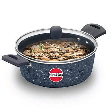 Hawkins Cook n Serve Bowl ICCB30G, 3 Litre Induction Compatible, Ceramic Nonstick   with Glass Lid