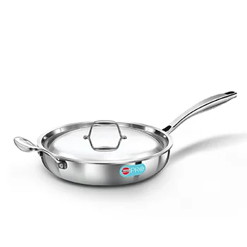 Hawkins SS Frying Pan PSF26, Stainless Steal, Induction Compatible, Tri-ply PRO, 26 cm