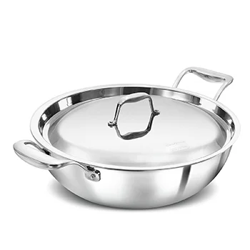 Hawkins SS Tri-ply PRO Deep-Fry Pan PSK50S, Induction Compatible,Stainless Steel, 5 Litre with SS Lid
