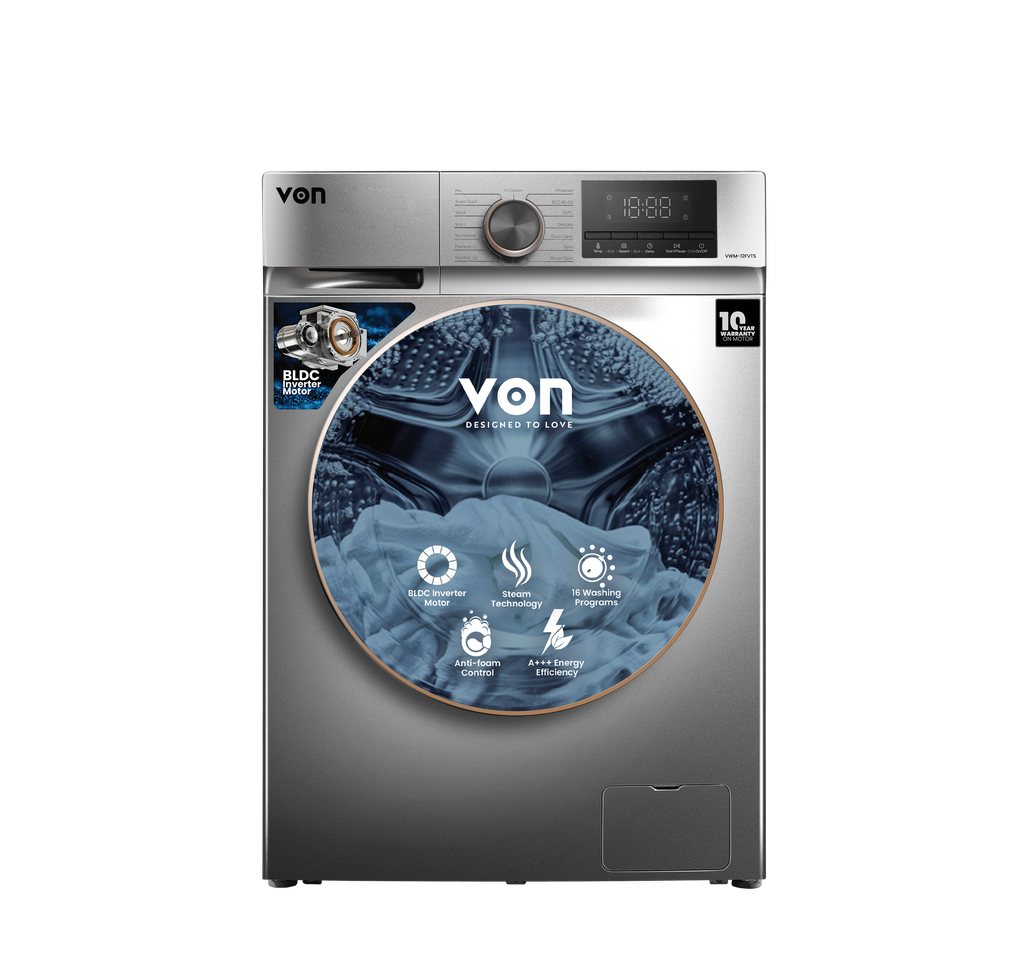 [10202013] VON WM FL VWM-12FVTS 12KG INVERTER SILVER 
