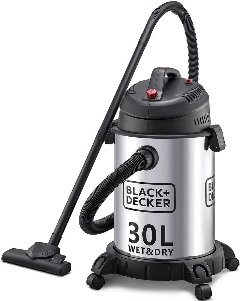 B&D VACUUM CLEANER WV1450-B5 30L POT WET & DRY, STAINLESS STEEL