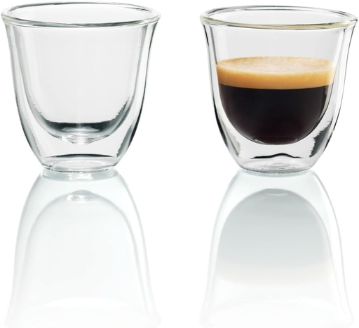 [35401409] DELONGHI DOUBLE WALL ESPRESSO GLASSES, DLSC310 90 ML, SET OF 2