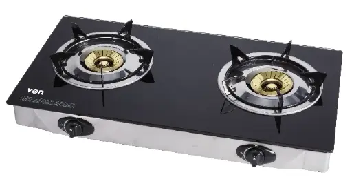 [20308019] Von VCT2BWGG Table Top 2 Brass Burner - Glass