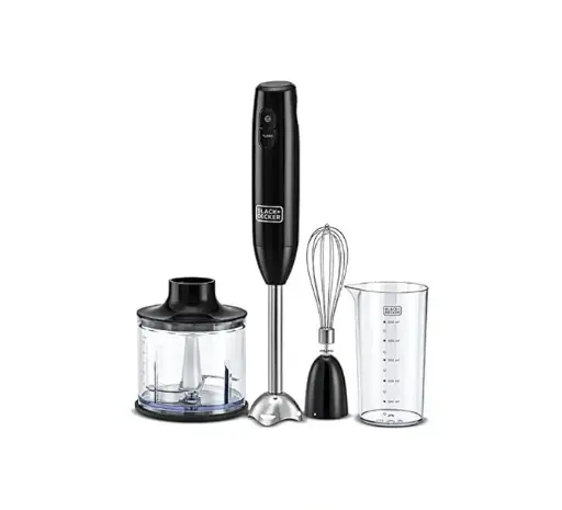 [35401050] BLACK+DECKER HB600-B5 Hand Blender 3 in 1 with Chopper Black - 600W