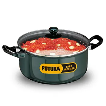 [500134] Futura Cook-n-Serve Stewpot AST50G Hard Anodised 5 Litre with Glass Lid (4.06 mm Thick) 