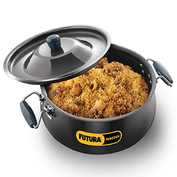 [500148] Futura Nonstick Biryani Handi NBH12, 12 Litre with Hard Anodised Lid (4.06 mm Thick)