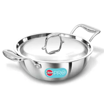 [500154] Hawkins SS Tri-ply PRO Deep-Fry Pan PSK25S, Induction Compatible,Stainless Steel,2.5 Litre with SS Lid